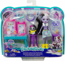 leles enchantimals - Lėlė Mattel Enchantimals Stinkin Cute Vanity With Sage Skunk GJX34, 15 cm - 6 nuotrauka