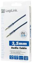 3.5 mm to 3.5 mm kabelis - LOGILINK CA10300 LOGILINK - Audio 3.5 Stereo M/M, straight, 3.00 m, blue - 3 nuotrauka