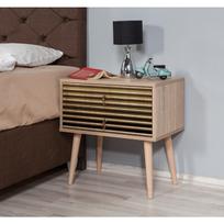 stalas 60 40 - Naktinis staliukas Kalune Design 869, 61 cm, ąžuolo/geltonos spalvos - 4 nuotrauka