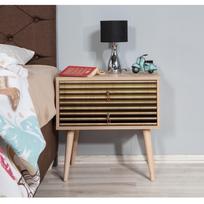 stalas 60 40 - Naktinis staliukas Kalune Design 869, 61 cm, ąžuolo/geltonos spalvos - 5 nuotrauka