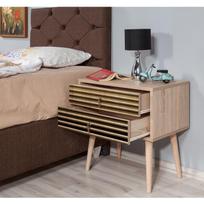 stalas 60 40 - Naktinis staliukas Kalune Design 869, 61 cm, ąžuolo/geltonos spalvos - 6 nuotrauka