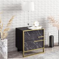 naktiniai staliukai juodi - Naktinis staliukas Kalune Design Polka, juodas/auksinis - 3 nuotrauka