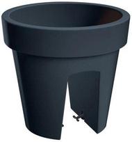 plastikiniai vazonai antracito spalvos - Plastikinis gėlių lovelis LOFLY RAILING, juodos sp., 24,5 x 22,5 cm - 1 nuotrauka