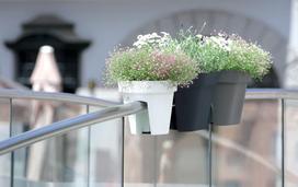 plastikiniai vazonai antracito spalvos - Plastikinis gėlių lovelis LOFLY RAILING, juodos sp., 24,5 x 22,5 cm - 2 nuotrauka