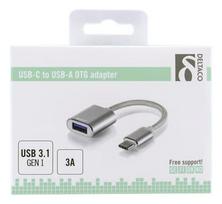 laidas usb a usb c 1m - Deltaco USB-C, USB-A, 0.1m, sidabrinis / USBC-1276 - 2 nuotrauka