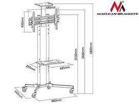 mobilus tv stovas - Maclean MC-661 TV Mobile Floor Stand Plasma/LCD TV Trolley w/ Mounting Bracket - 2 nuotrauka