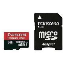 microsdhc - Atminties kortelė Transcend microSDHC 8GB CL10 UHS1 + Adapteris - 2 nuotrauka