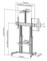 plazminis 60 - Techly mobilus stovas dideliems TV LCD/LED/ plazminiams 60''-100'', 100kg VESA - 3 nuotrauka
