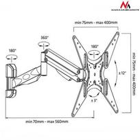televizoriaus stovas 55 - Maclean MC-784 TV or monitor holder black gas spring 32 ''-55'' 22kg 2 arms - 2 nuotrauka