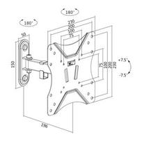 sieninis tv stovas - LOGILINK -  TV wall mount, tilt -7.5°/+7.5°, swivel 90°/90°, 23 42'', max. 25 kg - 2 nuotrauka