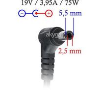 adapteris 3.5mm 2 x 3.5mm - Akyga notebook power adapter AK-ND-02 19V/3.95A 75W 5.5x2.5 mm TOSHIBA - 2 nuotrauka