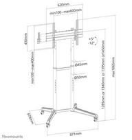 tv laikiklus - NEOMOUNTS BY NEWSTAR MOBILE FLOOR STAND (HEIGHT ADJUSTABLE: 128,5-145 CM) - 10 nuotrauka
