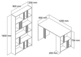 stalas knyga - Kalune Design Studijų stalas ir knygų lentynos Lima - Baltas Marble - 2 nuotrauka