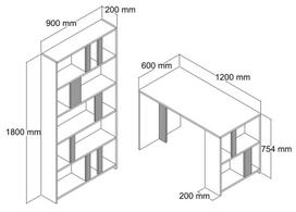 stalas knyga - Kalune Design Studijų stalas ir knygų lentynos Lima - Walnut - 3 nuotrauka
