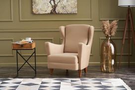 kede fotelis - Kalune Design Sparno kėdė Lola Berjer - Kreminis - 5 nuotrauka