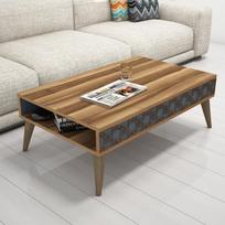 graikiniai riesutai - Kavos staliukas Kalune Design 845, rudas/pilkas - 2 nuotrauka