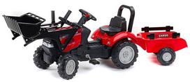 priekaba traktoriui mini - Automobilis su pedalais Falk Case IH Backhoe With Trailer, raudonas - 1 nuotrauka