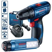 BOSCH GSR 120-LI 12V 30/14Nm 2x2,0Ah. lagaminas+ prožektorius GLI 12V-300