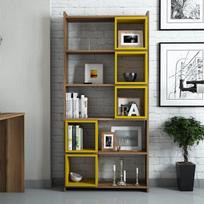 graikiniai riesutai - Pastatoma lentyna Kalune Design Box II, ruda/geltona - 4 nuotrauka