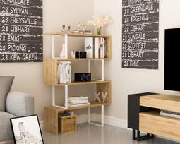 balta knygu lentyna - Pastatoma lentyna Kalune Design Adriana, šviesiai ruda/balta - 2 nuotrauka