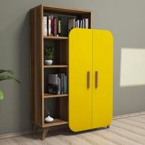 graikiniai riesutai - Pastatoma lentyna Kalune Design 845, 132 cm, ruda/geltona - 2 nuotrauka