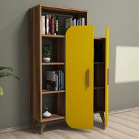 graikiniai riesutai - Pastatoma lentyna Kalune Design 845, 132 cm, ruda/geltona - 3 nuotrauka