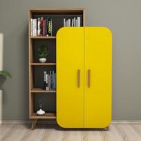 graikiniai riesutai - Pastatoma lentyna Kalune Design 845, 132 cm, ruda/geltona - 4 nuotrauka