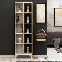 balta pastatoma knygu lentyna - Pastatoma lentyna Kalune Design Enzamu, balta/ruda - 2 nuotrauka