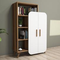 graikiniai riesutai - Pastatoma lentyna Kalune Design 845, 132 cm, ruda/balta - 2 nuotrauka