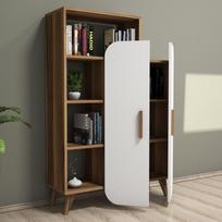 graikiniai riesutai - Pastatoma lentyna Kalune Design 845, 132 cm, ruda/balta - 3 nuotrauka