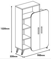 graikiniai riesutai - Pastatoma lentyna Kalune Design 845, 132 cm, ruda/balta - 5 nuotrauka
