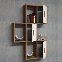 graikiniai riesutai - Pastatoma lentyna Kalune Design Flora, ruda/balta - 3 nuotrauka