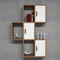 graikiniai riesutai - Pastatoma lentyna Kalune Design Flora, ruda/balta - 4 nuotrauka