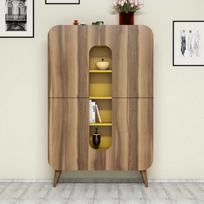 komoda riesutas - Komoda Kalune Design 845, 144 cm, ruda/geltona - 1 nuotrauka