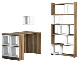 Rašomasis stalas su lentyna Kalune Design 845 (II), rudas/baltas