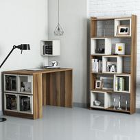 Pirkti Kalune Design Hommy Craft rašomasis stalas su knygų lentyna Box, rudas (Walnut)/kreminis (Kreminis) - Photo 2