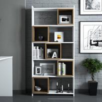 stalas knyga - Rašomasis stalas su lentyna Kalune Design 845 (II), baltas/rudas - 3 nuotrauka