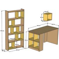 stalas knyga - Rašomasis stalas su lentyna Kalune Design 845 (II), baltas/rudas - 4 nuotrauka