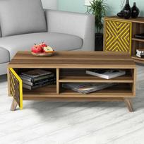 graikiniai riesutai - Kavos staliukas Kalune Design 845(V), rudas/geltonas - 3 nuotrauka