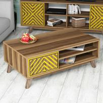 graikiniai riesutai - Kavos staliukas Kalune Design 845(V), rudas/geltonas - 4 nuotrauka
