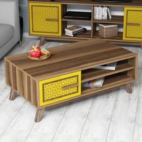 graikiniai riesutai - Kavos staliukas Kalune Design 845(IV), rudas/geltonas - 1 nuotrauka