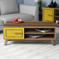 graikiniai riesutai - Kavos staliukas Kalune Design 845(IV), rudas/geltonas - 2 nuotrauka