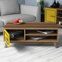graikiniai riesutai - Kavos staliukas Kalune Design 845(IV), rudas/geltonas - 3 nuotrauka