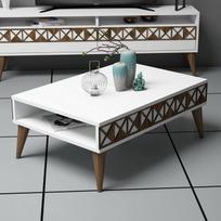 Kavos staliukas Kalune Design 845, baltas/tamsiai rudas
