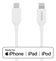 ipodas - DELTACO USB-C-Lightning,iPod, iPhone, iPad, AppleC94, MFi,2m, baltas/ IPLH-452 - 1 nuotrauka