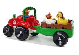 modeliukai traktoriai - Rinkinys LEAN Toys Happy Farm Tractor LT8297, raudona/žalia - 2 nuotrauka