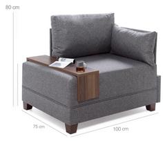 foteliai kampiniai - Kalune Design 1 sėdynės sofa Fly Armchair Right - Pilkas - 2 nuotrauka