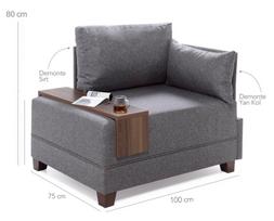 foteliai kampiniai - Kalune Design 1 sėdynės sofa Fly Armchair Right - Pilkas - 3 nuotrauka