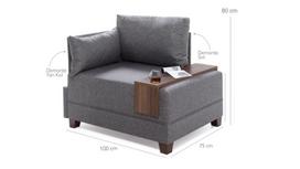 foteliai kampiniai - Kalune Design 1 sėdynės sofa Fly Left - Brown - 8 nuotrauka