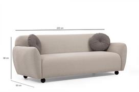 triviete sof - Kalune Design 3 vietų sofa Eddy - Kreminis - 7 nuotrauka